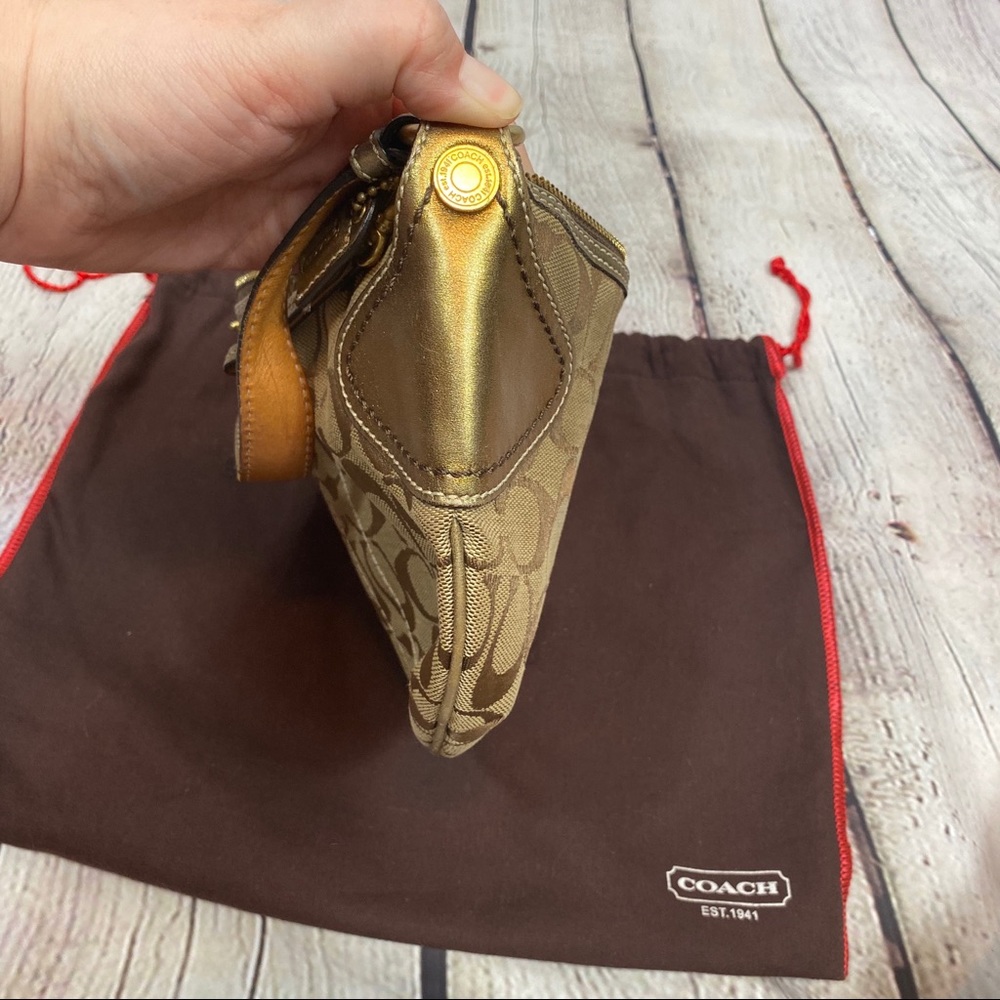 COACH Signature Tan & Bronze Hobo Shoulder Bag - Picture 4 of 8